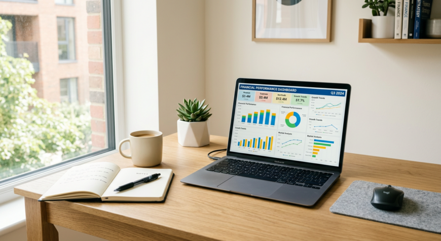 monthly bookkeeping services helping a small business owner review QuickBooks reports